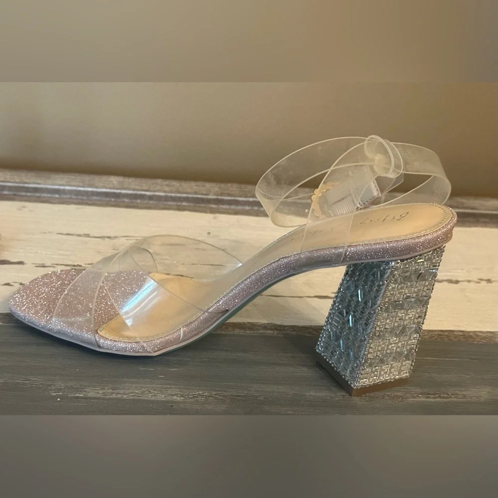 Betsey‎ Johnson Bell Clear Sculpted Two-Piece Dress Sandal - Size 8.5